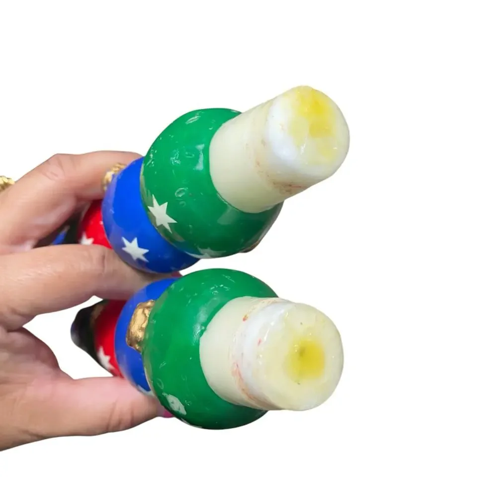 Department 56 (2) Vintage Christmas Taper Candles Colorful Ornament Stack
